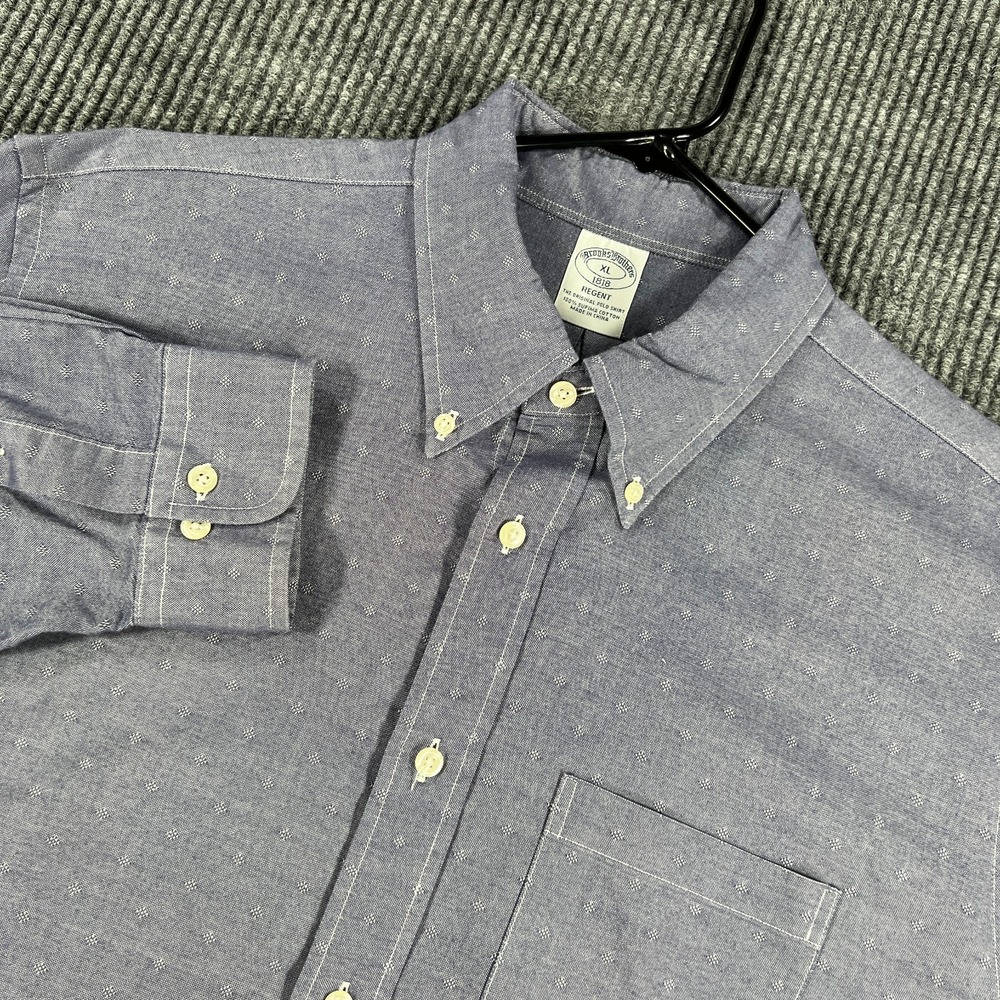 Brooks Brothers 1818 Regent Shirt Mens XL Gray Geometric Long Sleeve Button Down